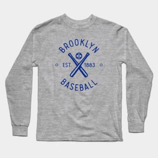 Retro Brooklyn Baseball Stamp Logo (Blue) Long Sleeve T-Shirt